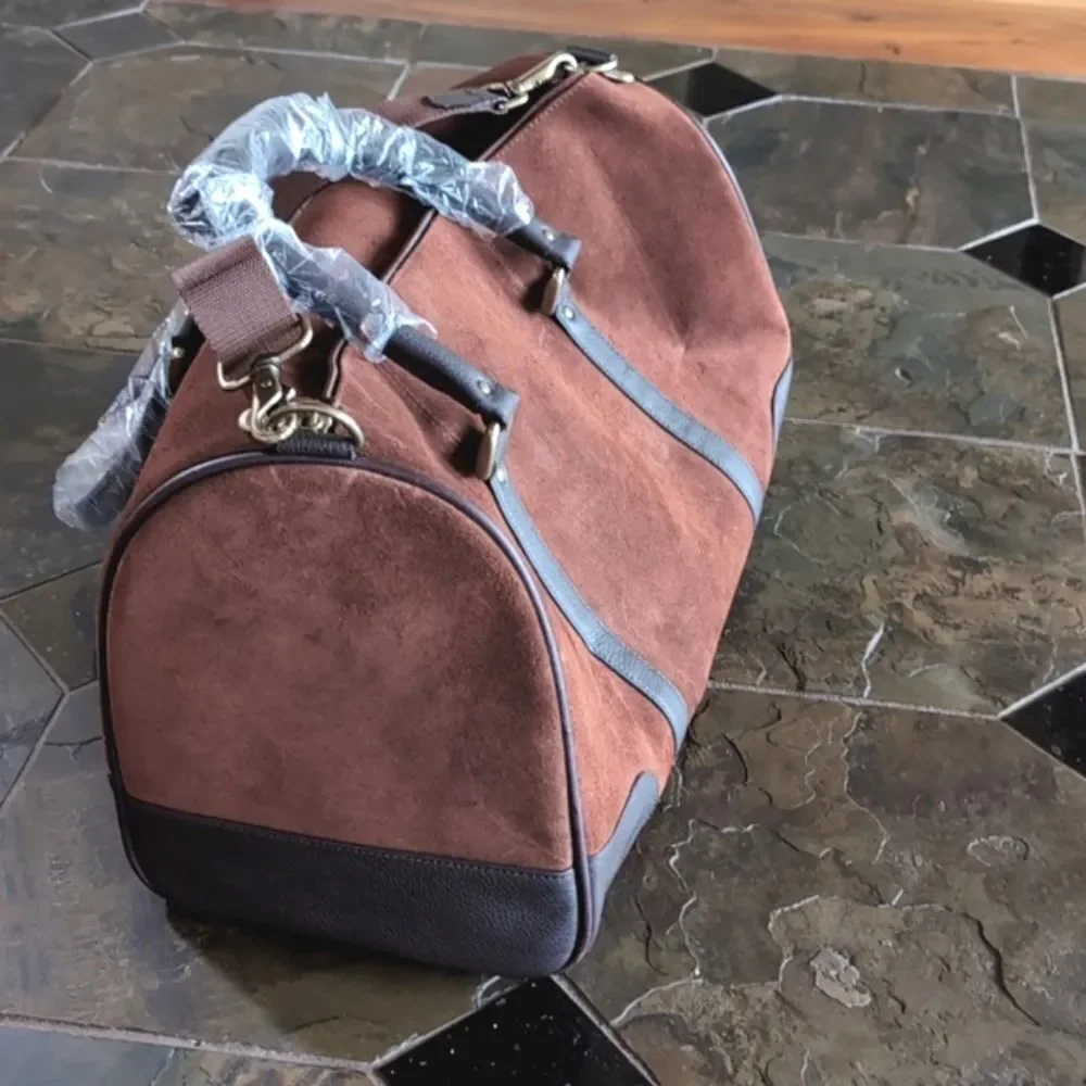 Marlboro Guts- Grit Gear RARE Leather Brown Suede Large Duffel/Travel Bag